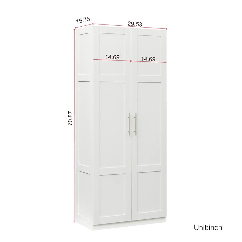 High wardrobe and kitchen cabinet with 2 doors and 3 partitions