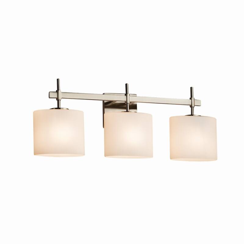 Justice Design Fusion Union 3-light Brushed Nickel Bath Bar, Opal Oval Shade - Brushed Nickel, Opal