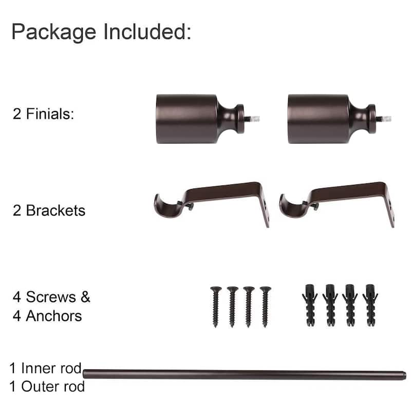 UTOPIA ALLEY 3/4 Inch Curtain Rod - Curtain Rods For Windows 28 to 48 Inch, Adjustable Oil rubbed bronze Curtain Rods