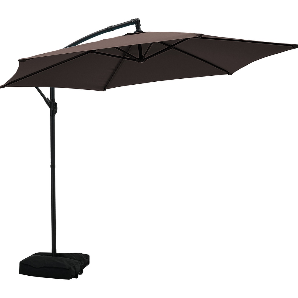 Autlaycil 10ft Offset Hanging Market Patio Umbrella with Base