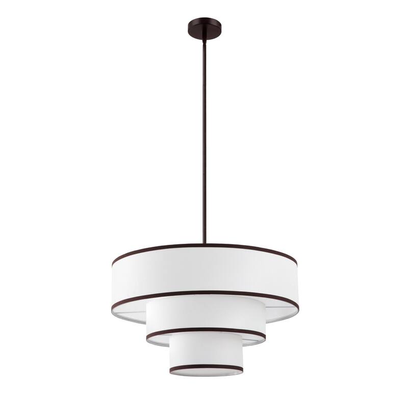 Modern Chandelier 24" 5-Light Bronze Tiered Drum Linen Shade