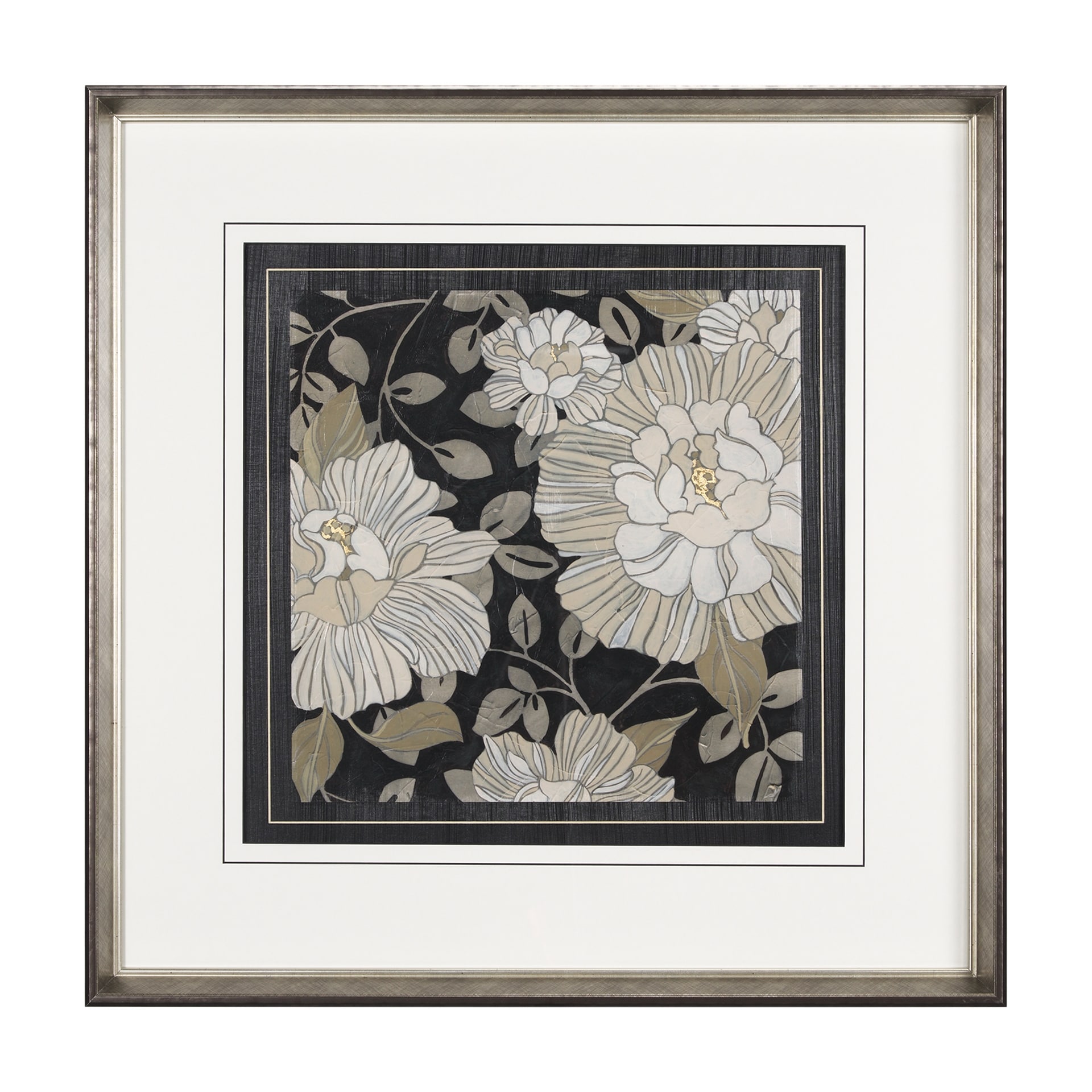 Garden Noir I by June Erica Vess a Hand Embellished Textured Framed Art Print Matted under Glass