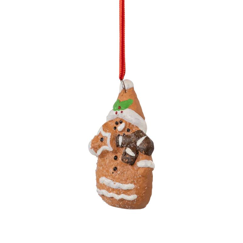 Gingerbread Snowman with Star Christmas Ornament - 2.75"