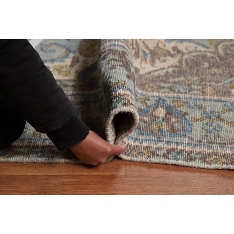Traditional Tabriz Persian Rug Hand-Knotted Floral Wool Carpet - 9'6"x 12'9"
