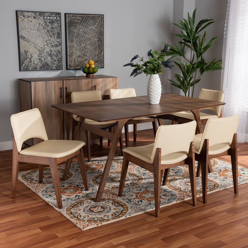 Afton Mid-Century Modern  7-Piece Dining Set