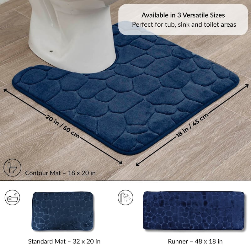 Memory Foam Contour Bath Mat Pebble Design 18x20