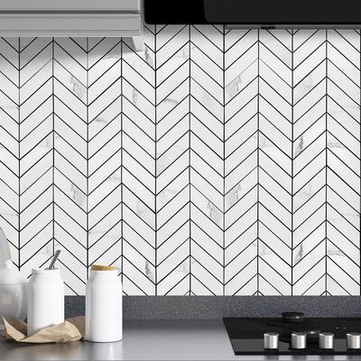 Art3d 10-Sheet Herringbone Peel and Stick Backsplash, Self-Adhesive Tiles for Kitchen, Bathroom