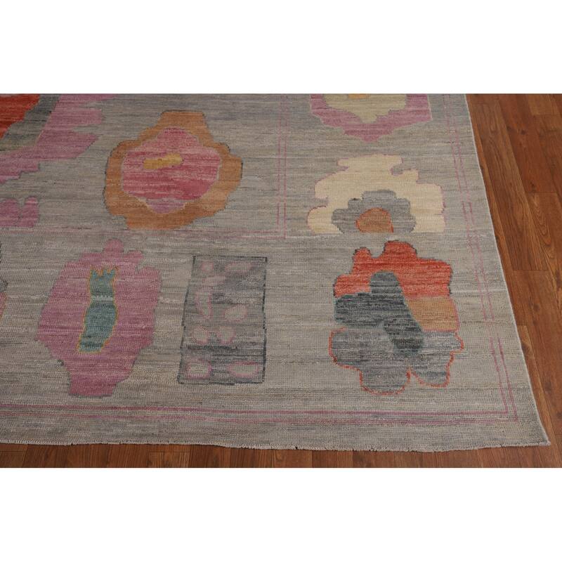 Vegetable Dye Oushak Large Area Rug Hand-Knotted Turkish Wool Carpet - 12'1"x 14'10"