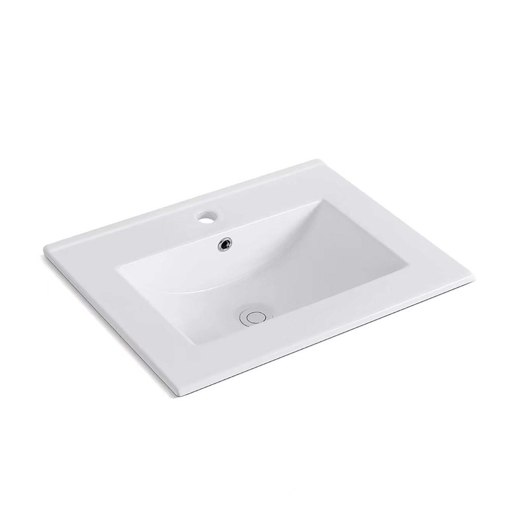 24" Single Ceramic Sink Top with 1-hole Faucet Hole - 24