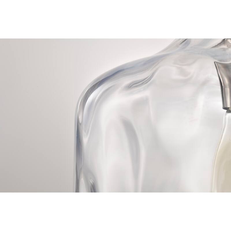 Clear Dimpled Cylindrical Glass Pendant Ceiling Light - 12in