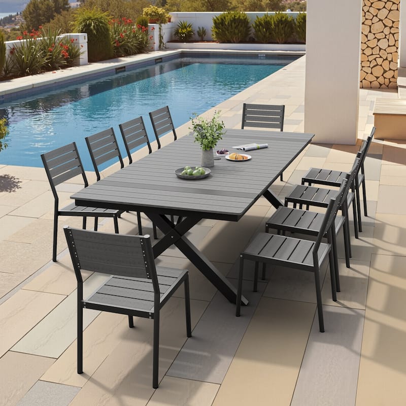 Pellebant Outdoor Patio Aluminum Stackable Dining Chairs - 19.4in D x 15.7in W x 33.9in H