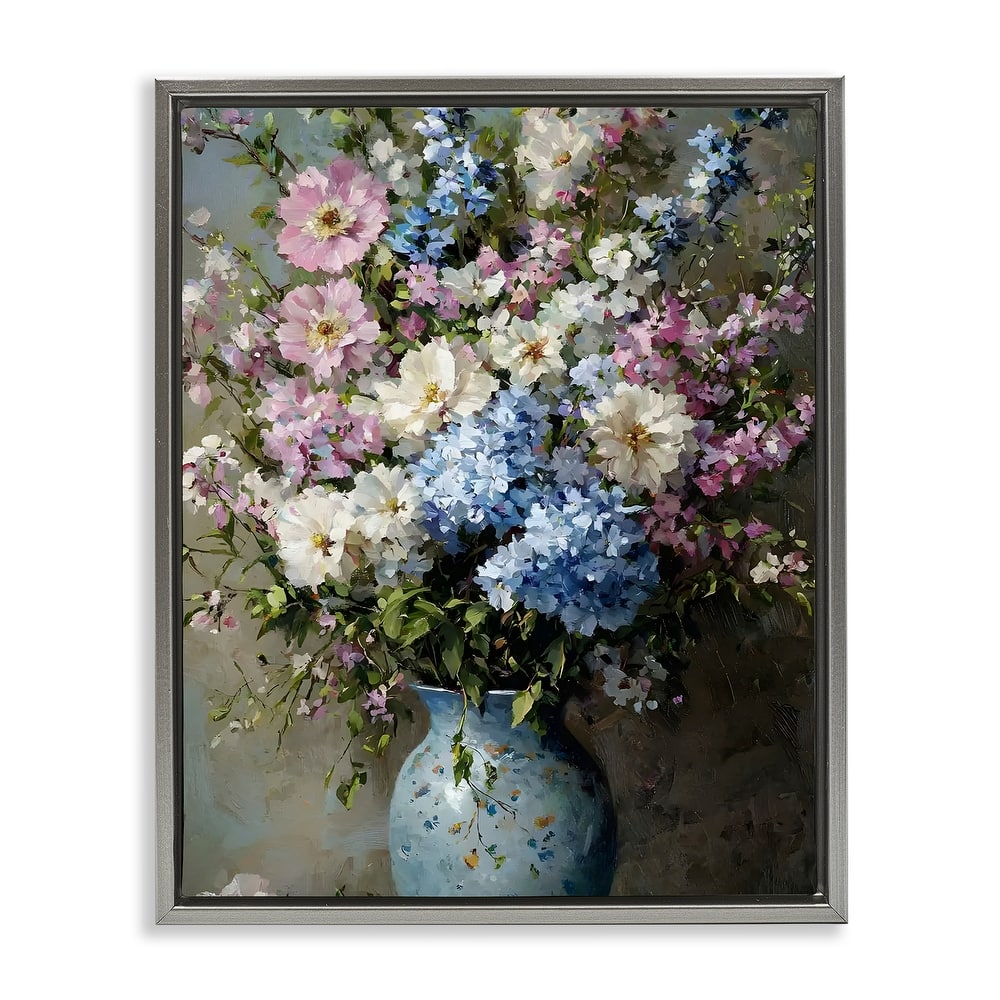 Stupell Traditional Cool Tone Bouquet Framed Floater Canvas Wall Art Design By Franklyn Gregory