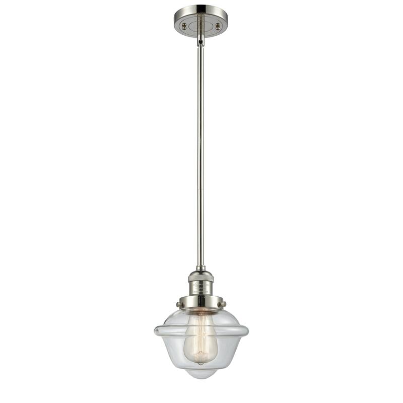 Innovations Lighting Franklin Restoration Oxford - 1 Light 8" Stem Hung Mini Pendant - Clear/Polished Nickel