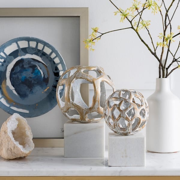 slide 2 of 3, Artemio White Marble Transitional Decorative Sculpture