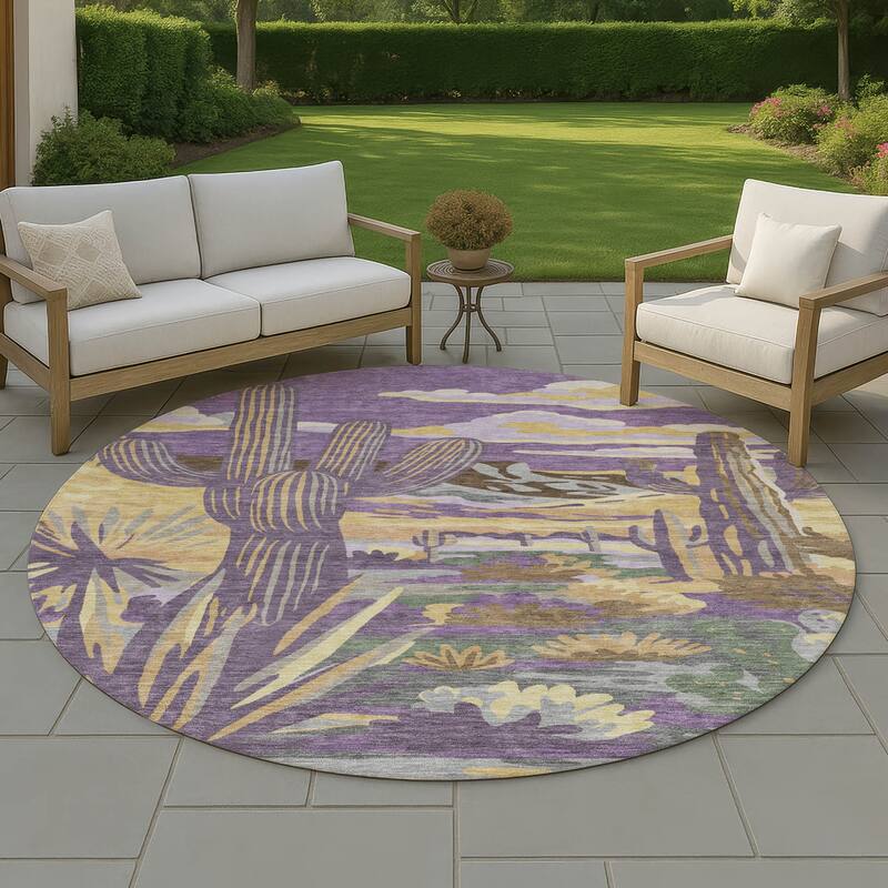 Machine Washable Indoor/ Outdoor Southwestern Mesa Chantille Rug - Purple - 8' x 8'