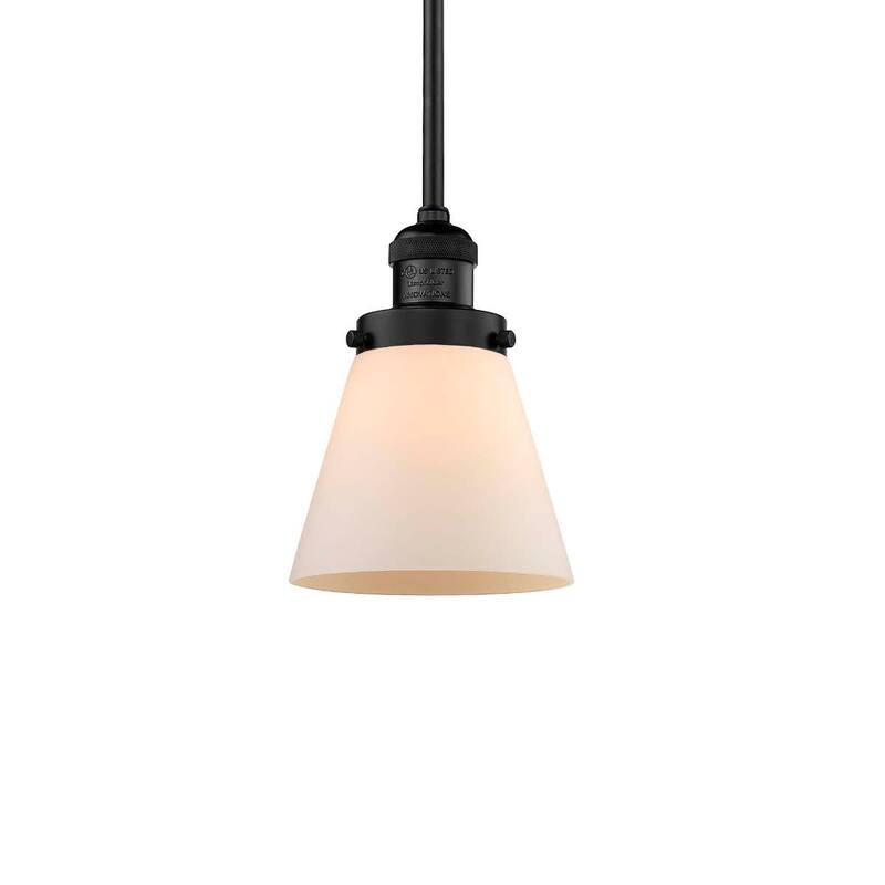 Innovations Lighting Small Cone Single Light 6" Wide Mini Pendant with - Matte Black / Matte White Cased