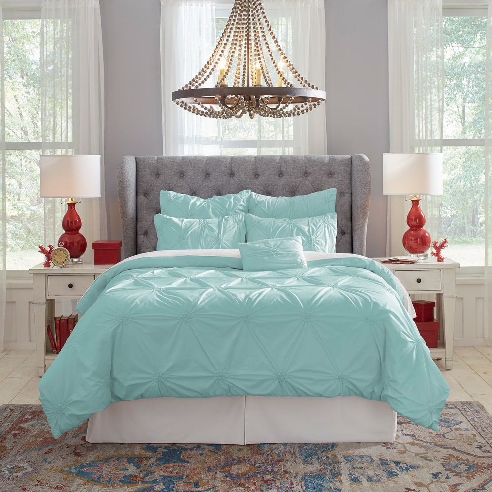 Pointehaven 200TC Cotton Knotted Pintuck Duvet Set