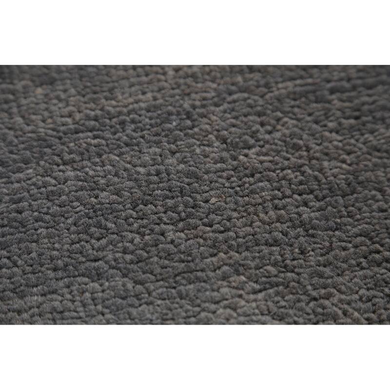Hand Knotted Oriental 100% Wool Carpet Modern Solid Greys & Charcoal Gabbeh Runner Rug - 10' 1'' X 3' 3''
