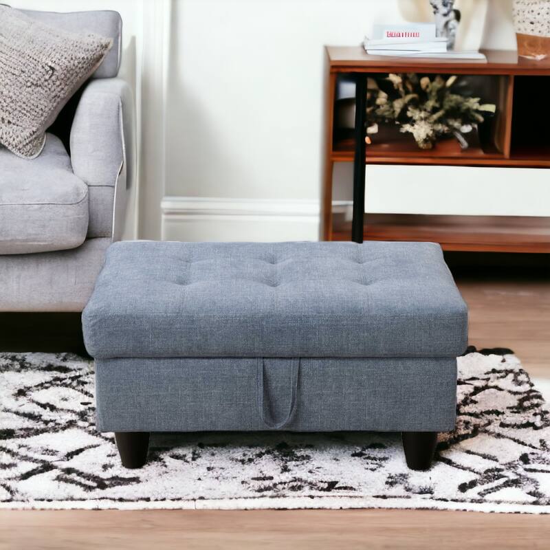 KISRAIS 34" Wide Upholstered Storage Ottoman