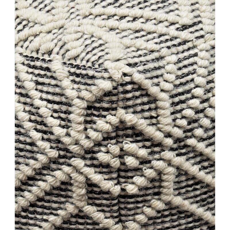 Loominaire handmade Addo wool, cotton natural fiber pouf footstool for living room bed room and family room (16"x16"x16")