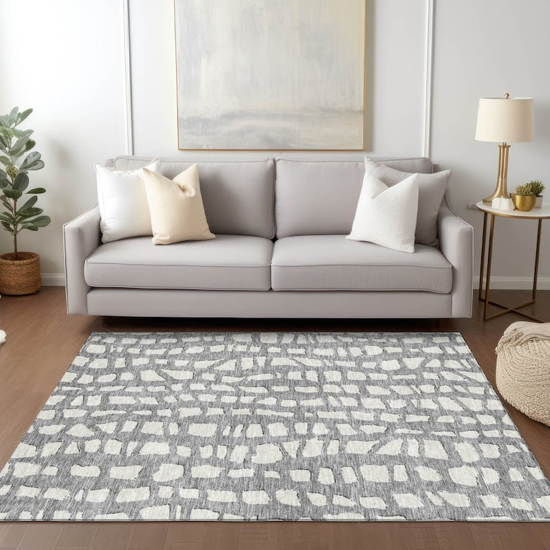 Machine Washable Indoor/ Outdoor Chantille Modern Abstract Rug
