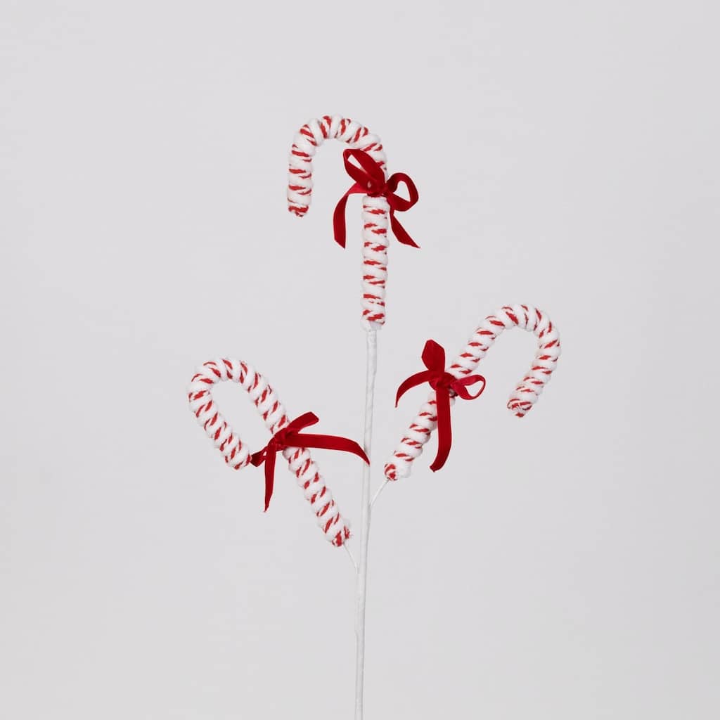 6 Piece Set Candy Cane Artificial Christmas Sprays 25"
