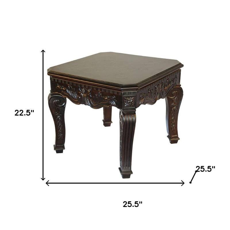 HomeRoots 23" Espresso Wood Square End Table - 25.50 in. x 22.50 in. x 25.50 in.