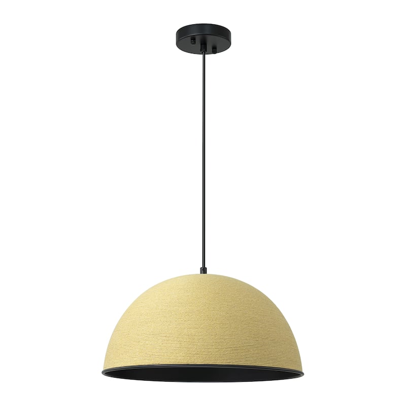 1-Light Modern Farmhouse Hand Woven Rope Bowl Dome Pendant Light for Kitchen Island