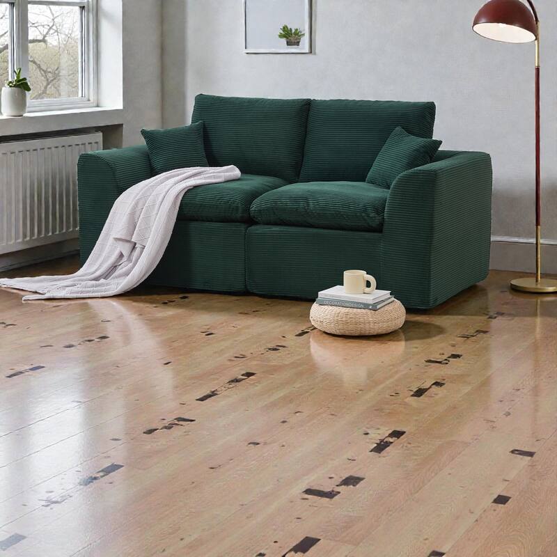 Modular Cloud Sectional Sofa, Comfy 2-Seater Corduroy Couch with Removable Covers