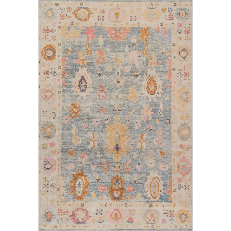 Nuloom Thessia Hand Knotted Wool Area Rug - 8' 6" x 11' 6" - Light Blue - Rectangle