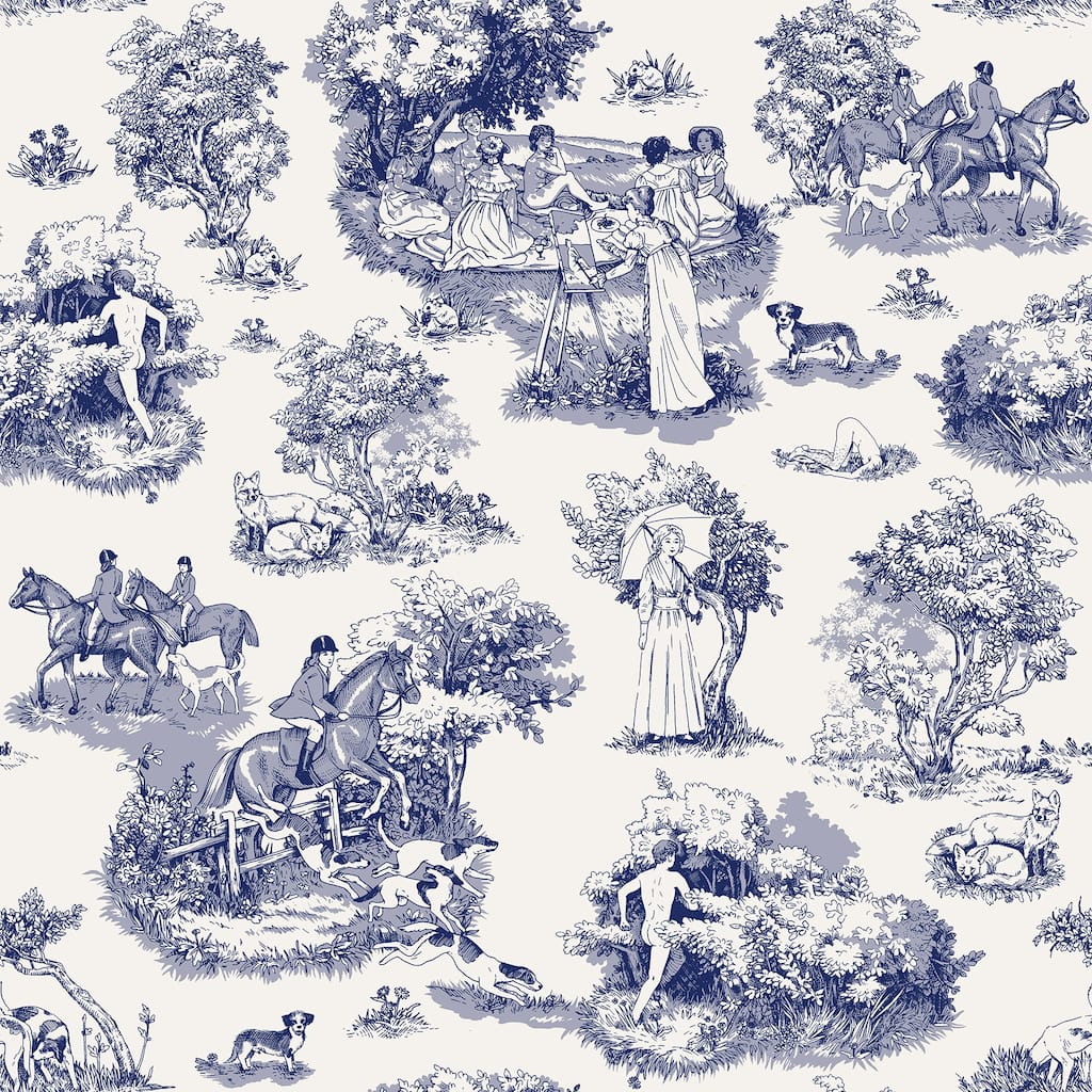Rachel Antonoff Blue The Chase Peel Stick Wallpaper