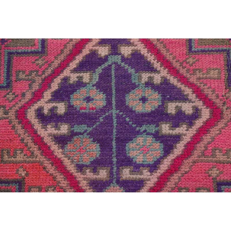Hand Knotted Oriental 100% Wool Carpet Traditional Geometric Brown Lori Runner Rug - 12' 7'' X 4' 8''