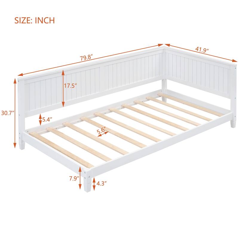 Twin Wood Daybed Sofa Bed with Backrest and Armrest