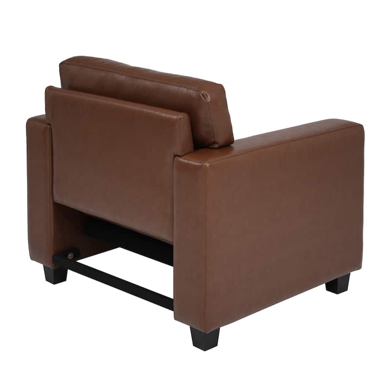 Christopher Knight Home - Harry Modern Upholstered Faux Leather Accent Armchair with Square Arms & High-Density Foam Seat