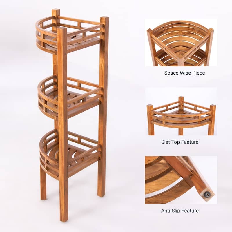 Cambridge Casual 3-Tier Estate Spa Teak Corner Shower Shelf