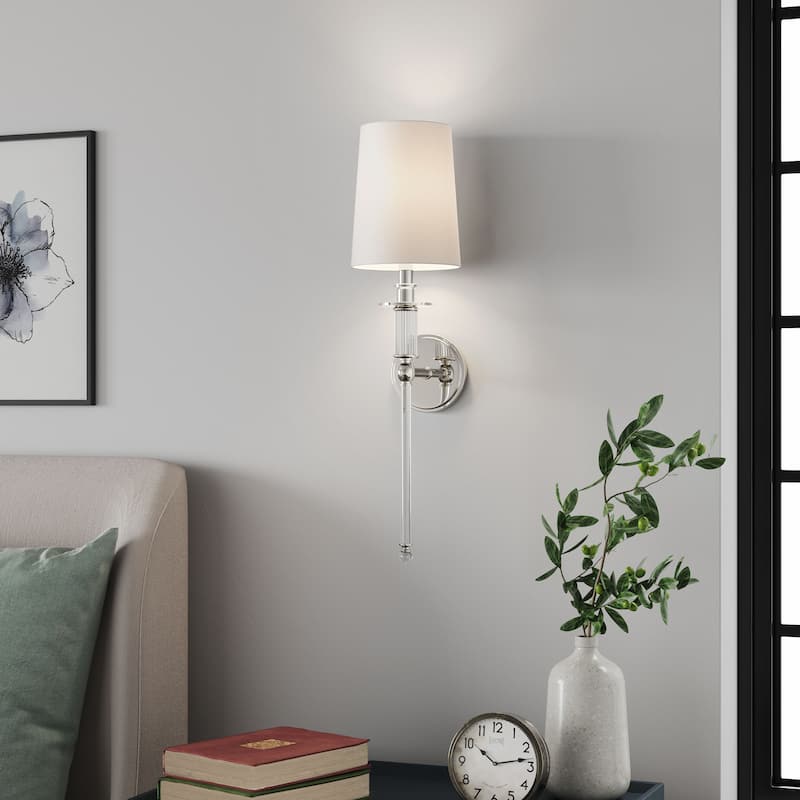 Millennium Lighting 1 Light 26 inch Wall Sconce with White Linen Shade