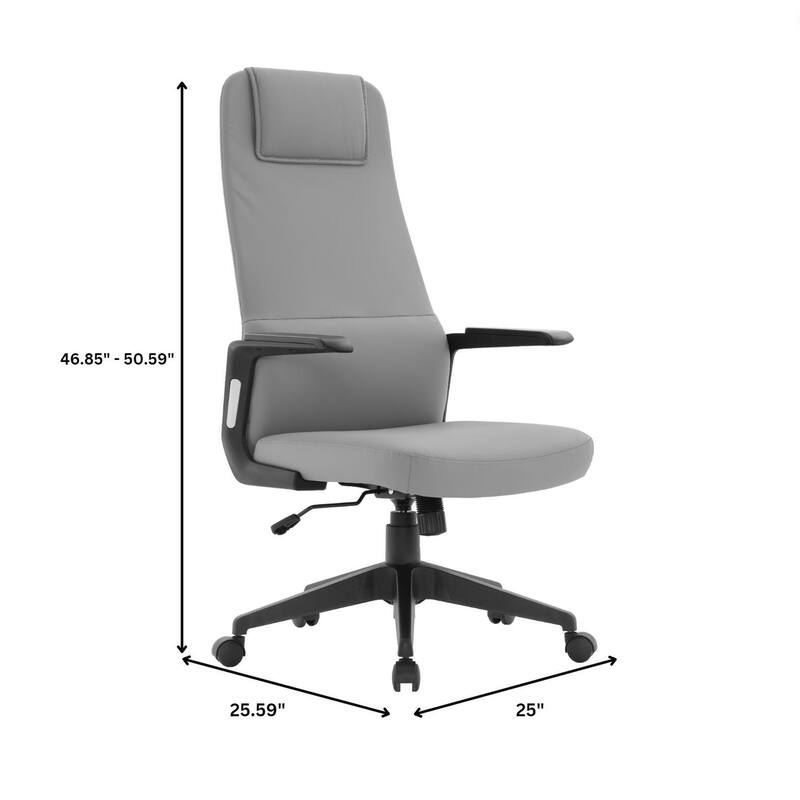 Nexa Ergonomic Leather/Polyester High-Back Office Chair with Padded Headrest, Adjustable Height, Swivel, and Smooth Casters