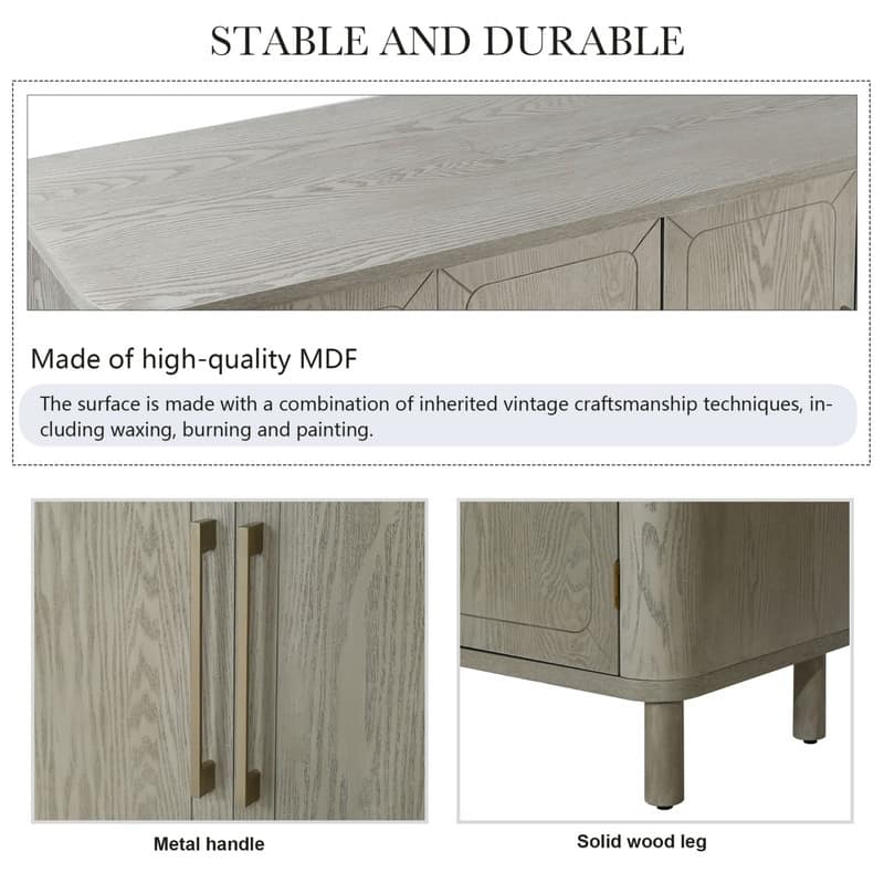 60" Width Four Door Storage Cabinet With Curved Countertop
