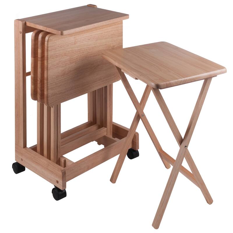 Brienda 5-Pc Snack Table Set, Flip Top - 19.13 x 14.17 x 32.2 inches