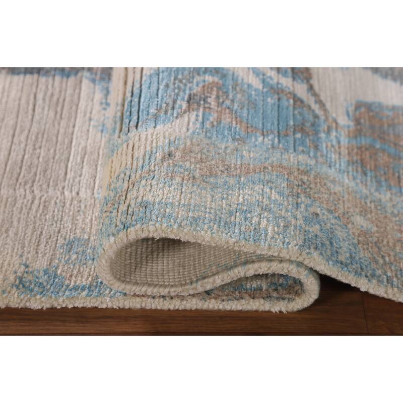 Abstract Oriental Accent Rug Handmade Multi-Color Wool Carpet - 2'8"x 4'9"