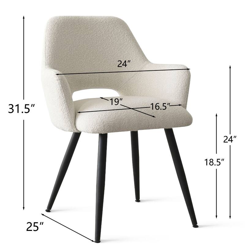 Boucle Upholstered Arm Chair(Set of 2)