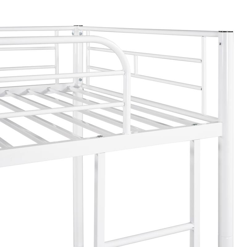 White Twin Over Twin Metal Bunk Bed with Sturdy Steel Frame and Space-Saving Design