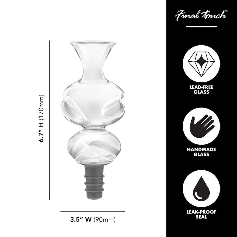 Final Touch Conundrum Wine Aerator for Wine Bottles - 3.5 x 6.7 inch