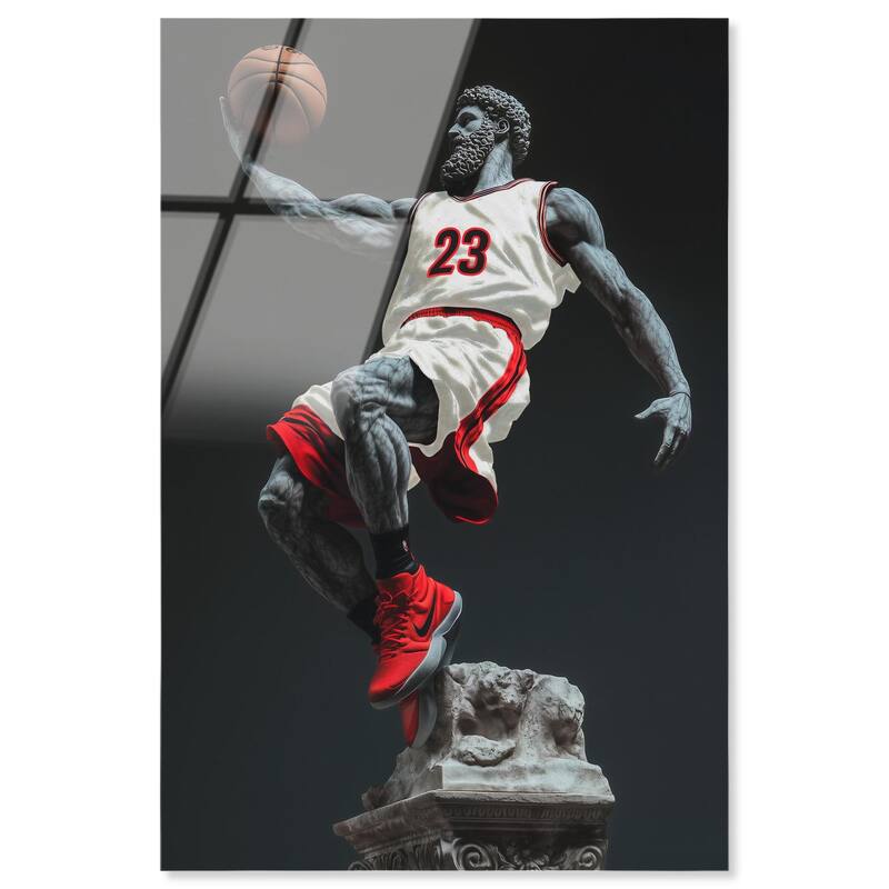 Basketball White Uniform Acrylic by Art Remedy, Ready to Hang - 36" x 54"