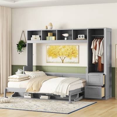 Queen Smart Murphy Bed with Wardrobe & Storage, Customizable System