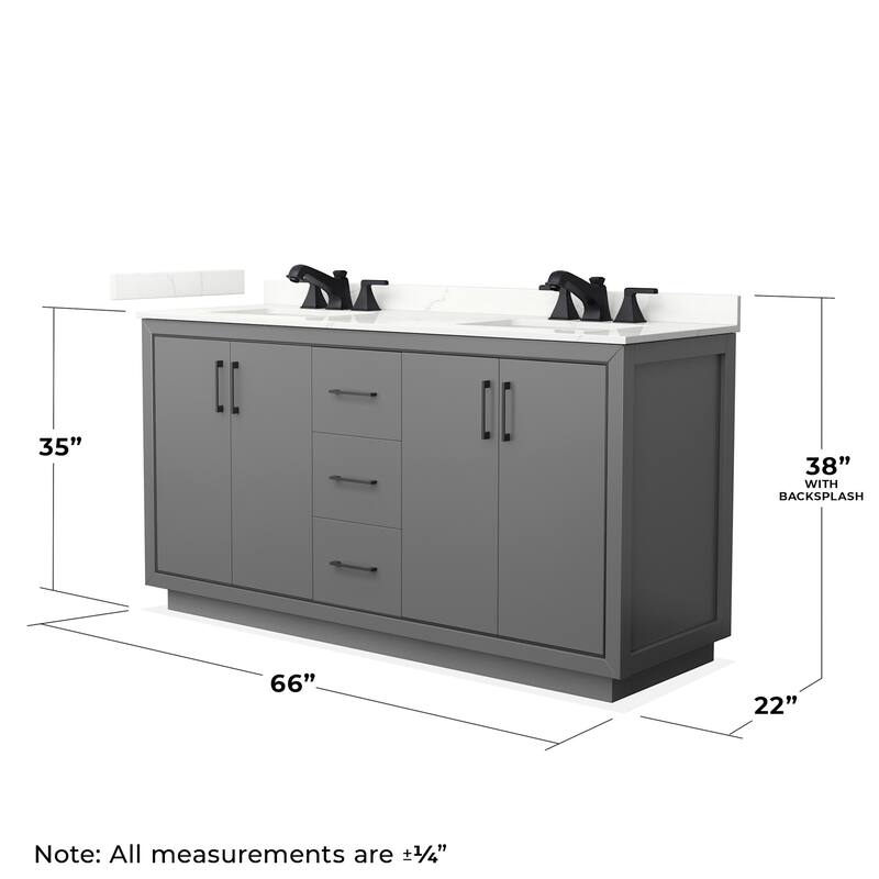 Wyndham Collection WCF111166D-QTZ-US3MXX Icon 66" Free Standing Double