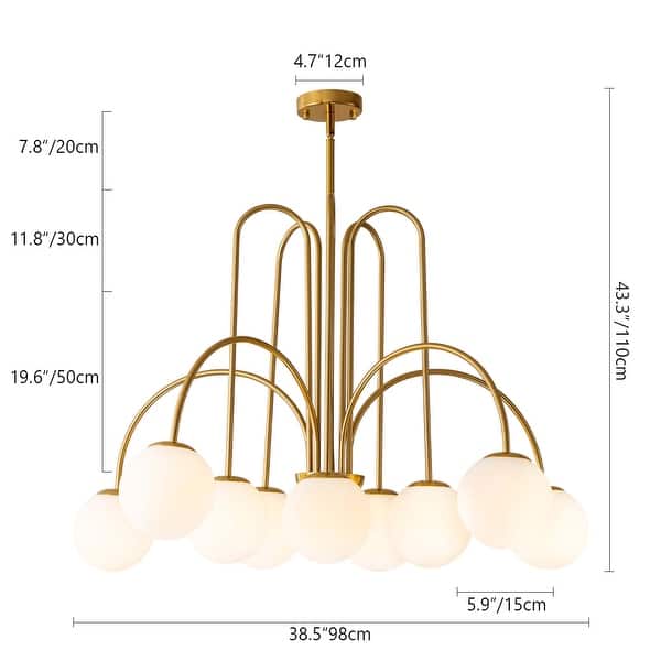dimension image slide 1 of 5, Modern Sputnik Glass Bubble Chandelier in Gold for Dining Room