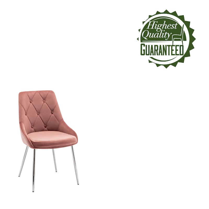 Porthos Home Tam Tufted Velvet Dining Chairs with Chrome Legs, Set of 2