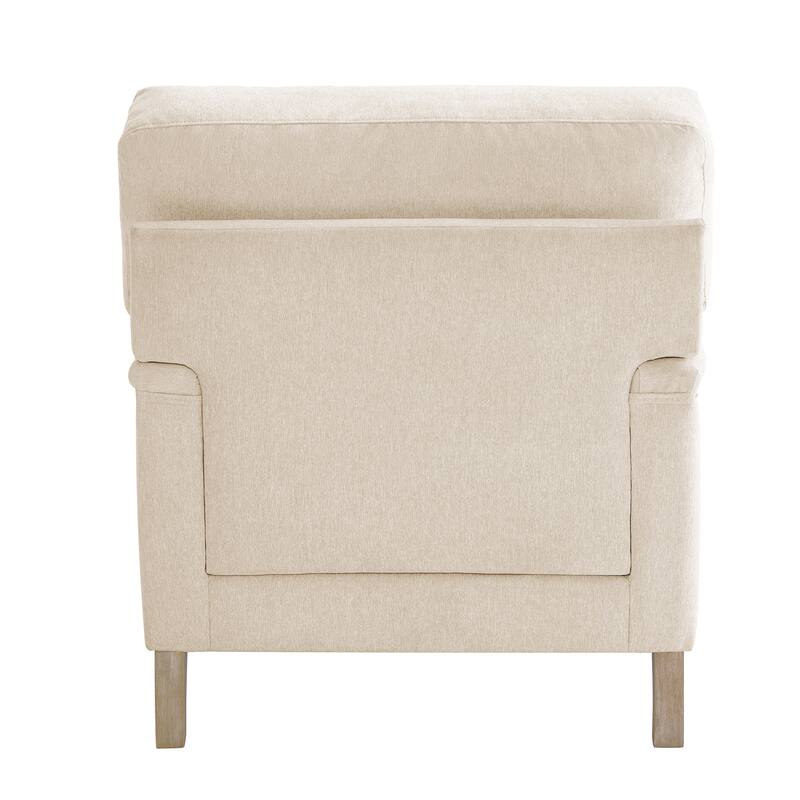 Upholstered Accent Chair with Solid Wood Legs and Pillow for Living Room Seating
