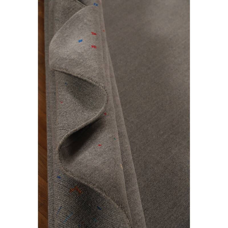 Hand Knotted Oriental 100% Wool Carpet Tribal Tribal Greys & Charcoal Gabbeh Area Rug - 10' 1'' X 8' 3''